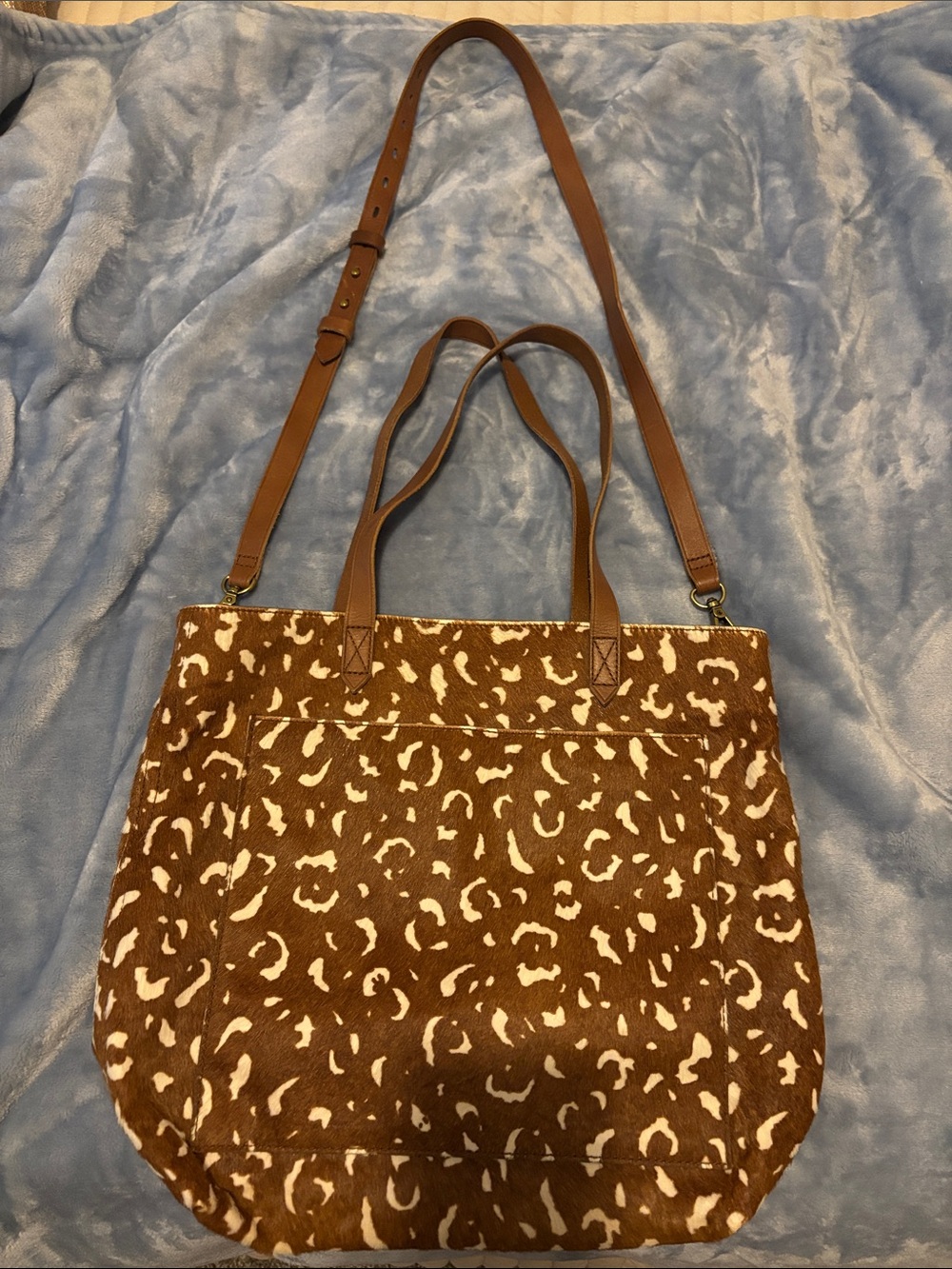 Madewell Brown and White Leopard-Print Tote with Adjustable Strap